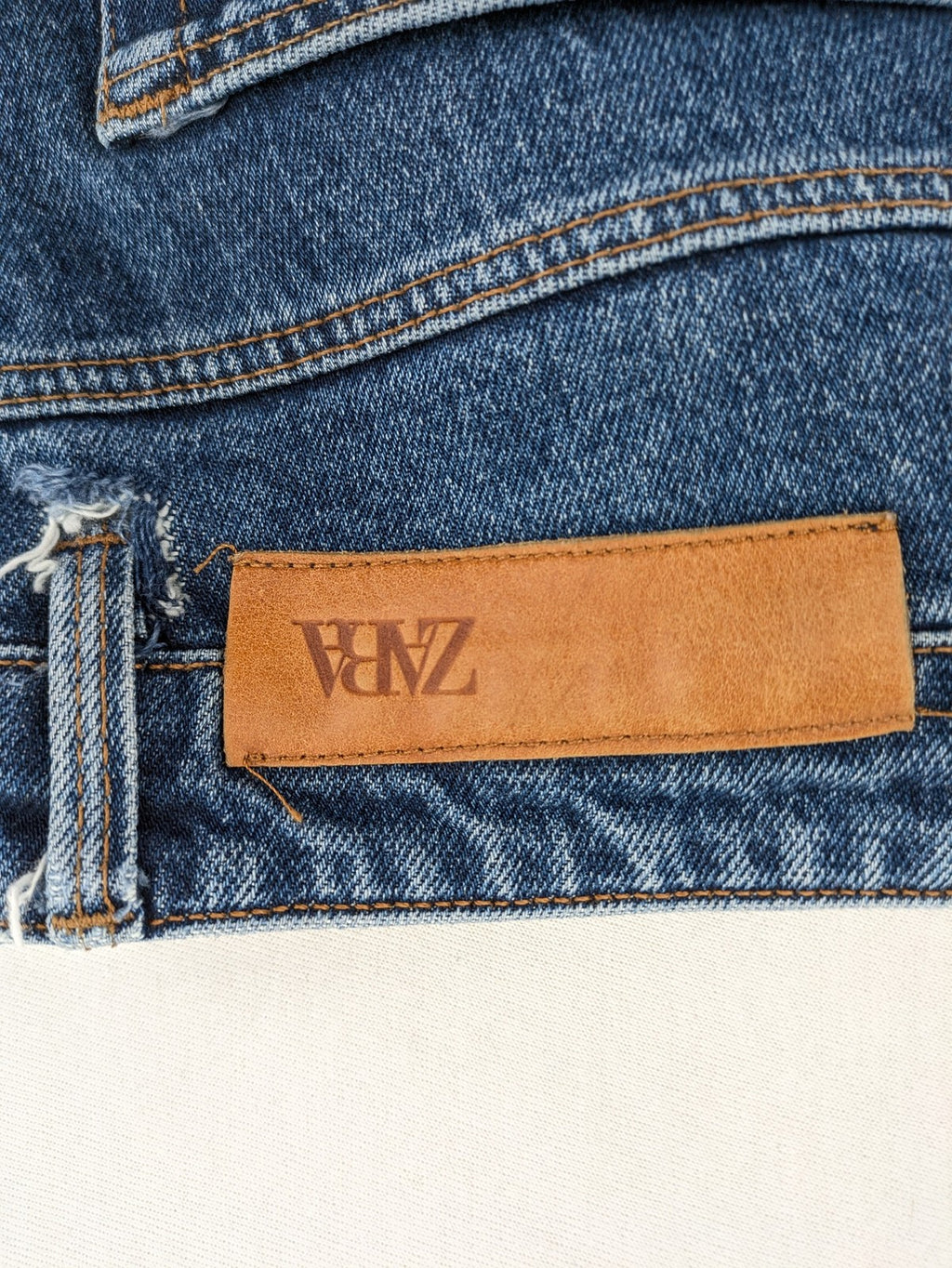 Zara blue straight jeans with classic 5-pocket design and button fly.