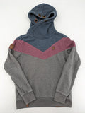 Naketano multicolor turtle neck jumper with button placket and anchor patches.