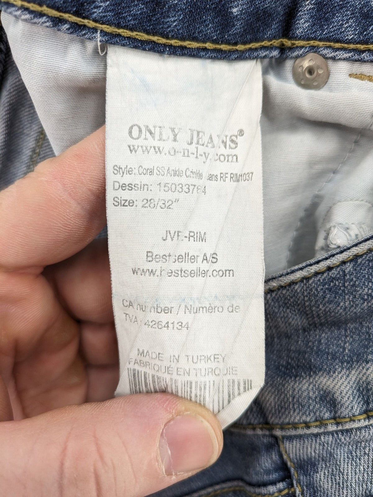 ONLY straight jeans orange pink distressed denim with unique gathered biker-style details