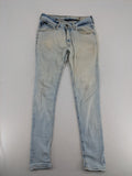 Zara Man blue skinny jeans with acid wash and classic five-pocket design.