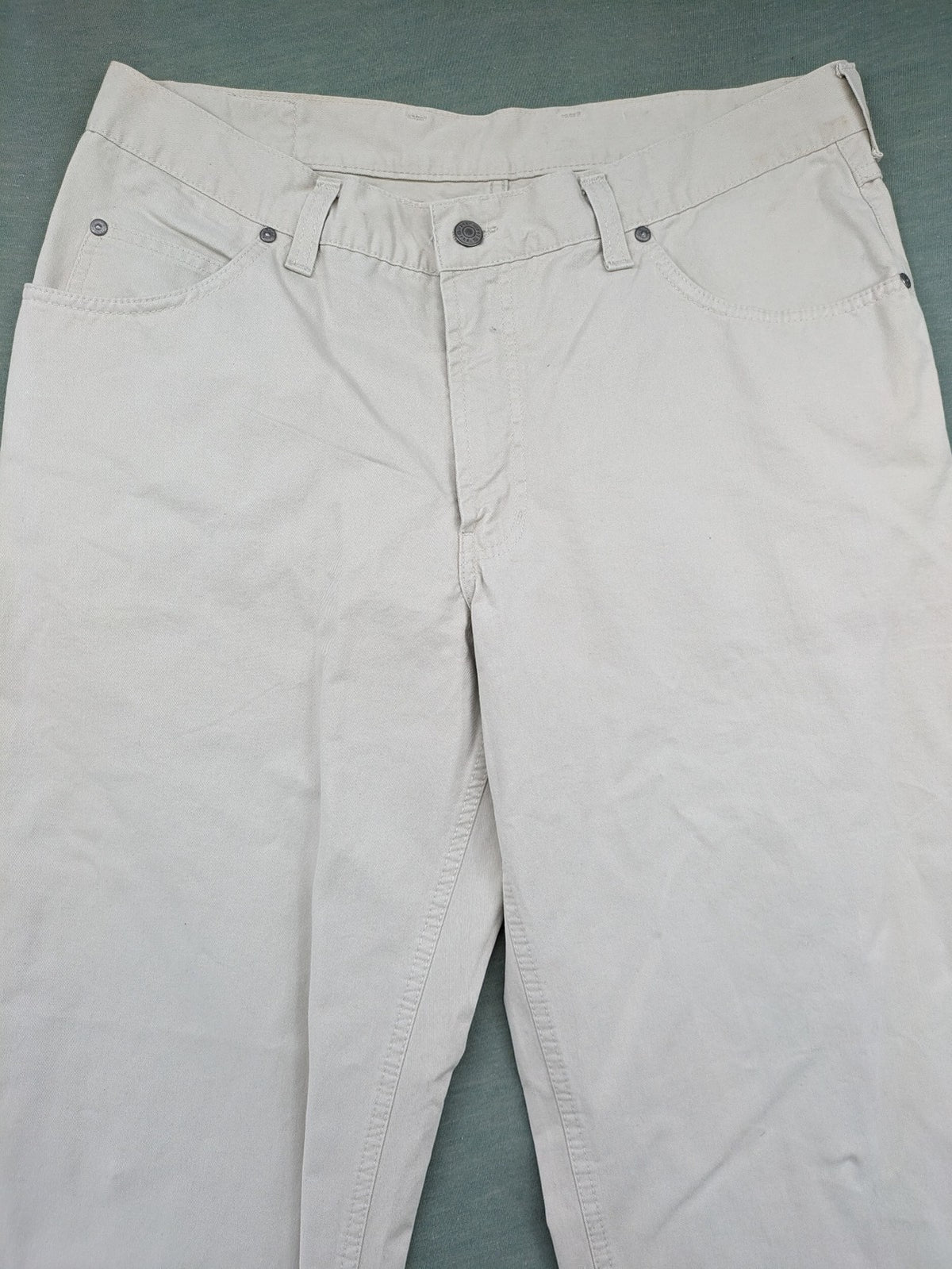 H.I.S beige straight jeans W36 L30, vintage style, classic 5-pocket design, durable cotton.