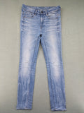 G-Star Raw blue slim skinny jeans with light wash and signature back zip pocket.
