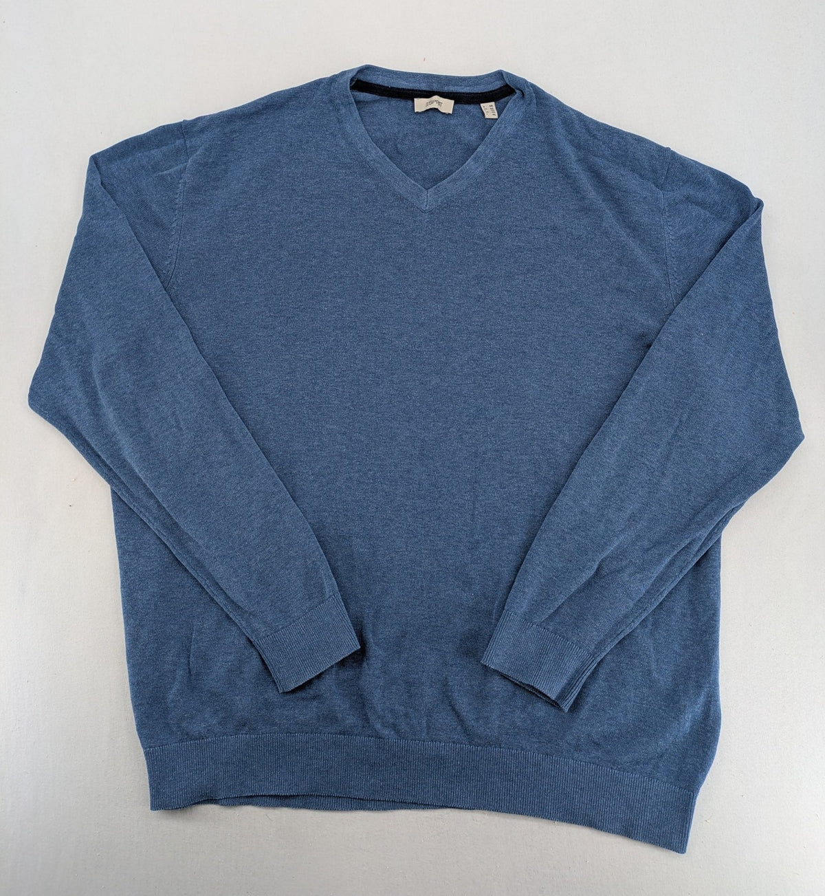 Esprit blue turtle neck jumper, V-neck, soft cotton, classic design.