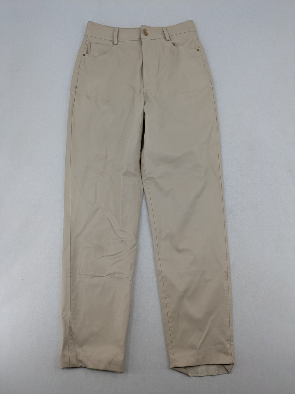 Zara beige faux leather pants high waist straight leg classic design smooth material