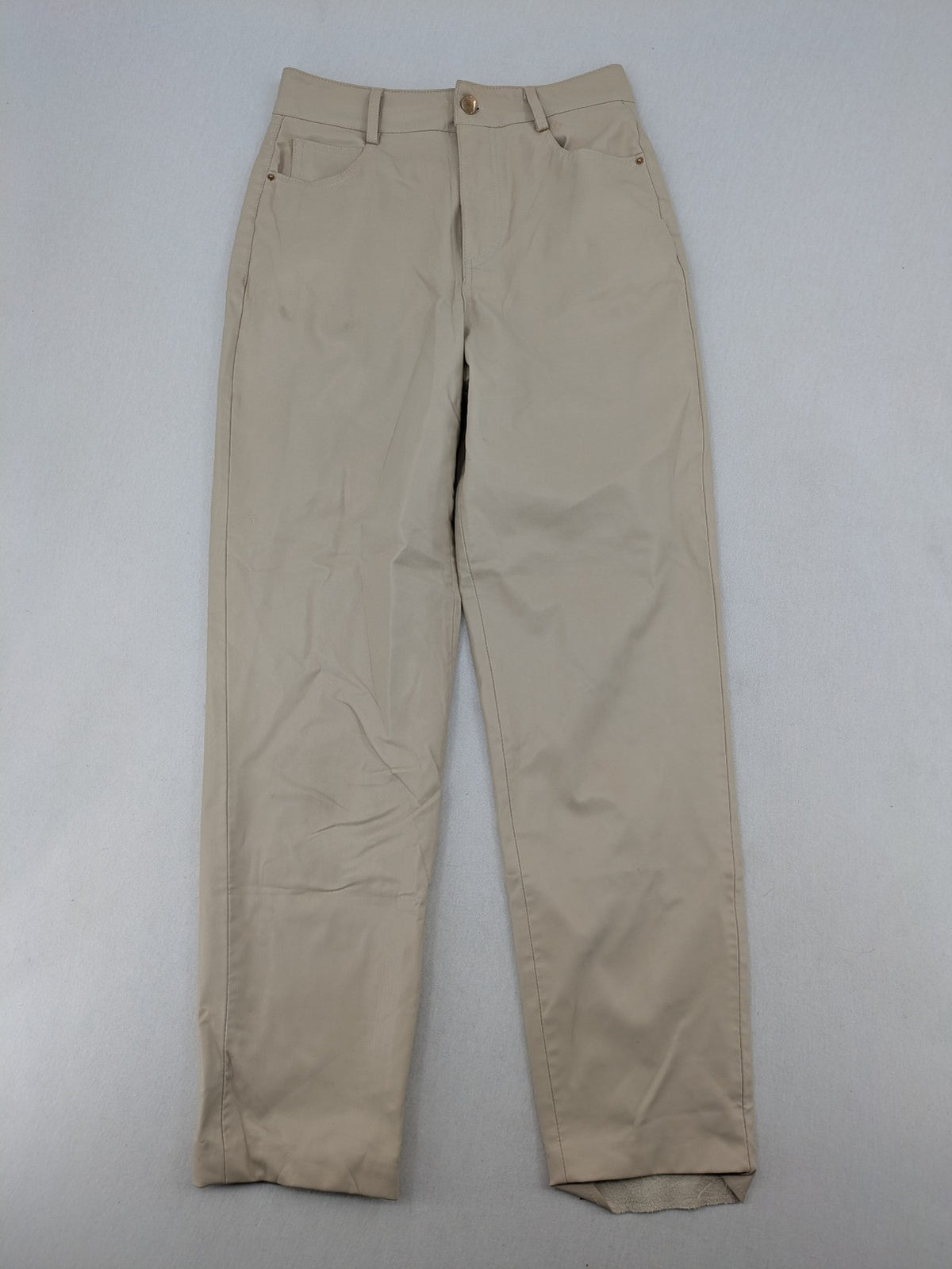 Zara beige faux leather pants high waist straight leg classic design smooth material