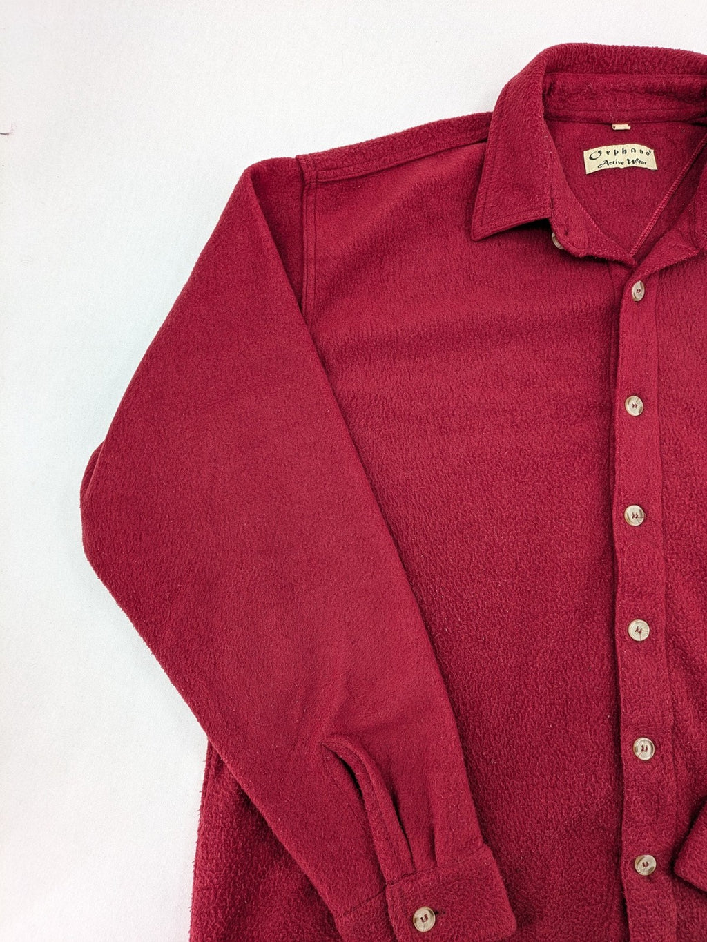 Outdoor red fleece shirt large button-up design with chest pocket and soft material