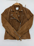 Vila brown biker jacket Vicris soft suede asymmetric zipper metal details