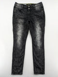 Street One black straight jeans faded wash 5-pocket style with stretch denim.