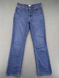 H&M blue straight jeans high rise button fly durable cotton vintage style