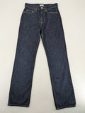 C&A blue straight jeans W28 L32 with 5-pocket design and contrasting orange stitching.