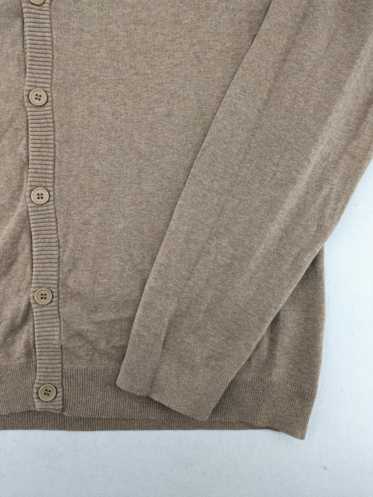 Nizzin Amsterdam knit jumper beige V-neck with button placket and soft cotton blend.