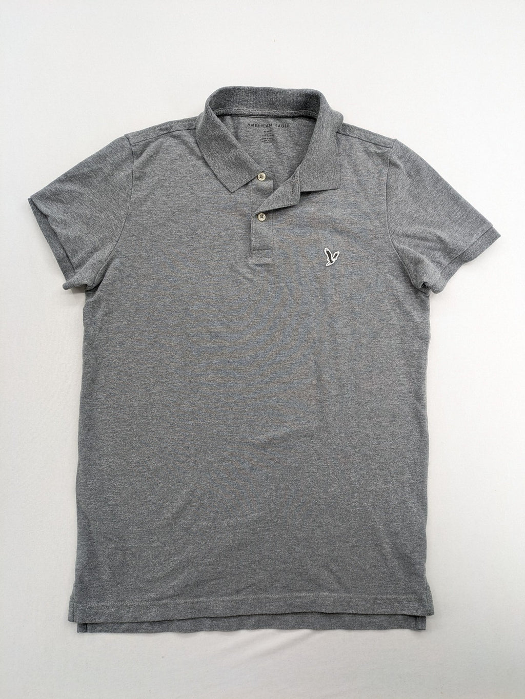 American Eagle grey polo shirt slim fit short sleeves embroidered eagle logo