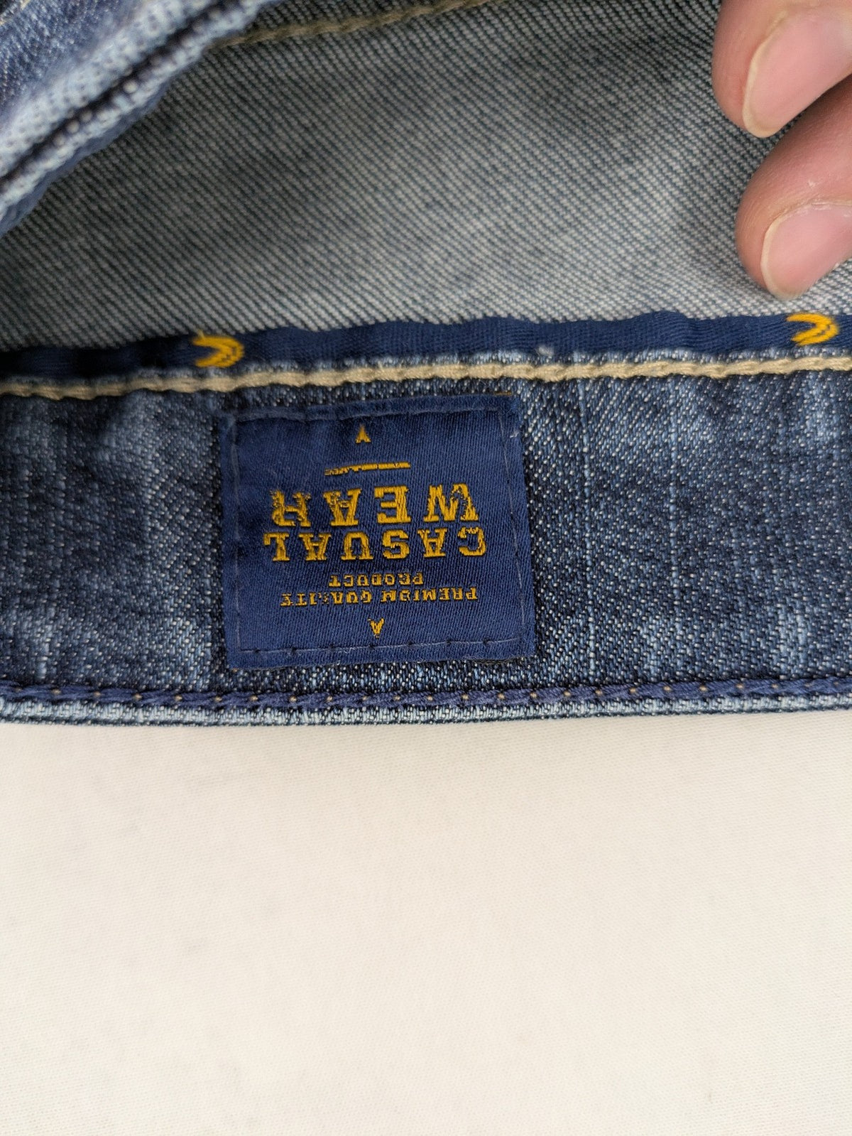 Camel Active blue straight jeans with classic 5-pocket design and logo patch.