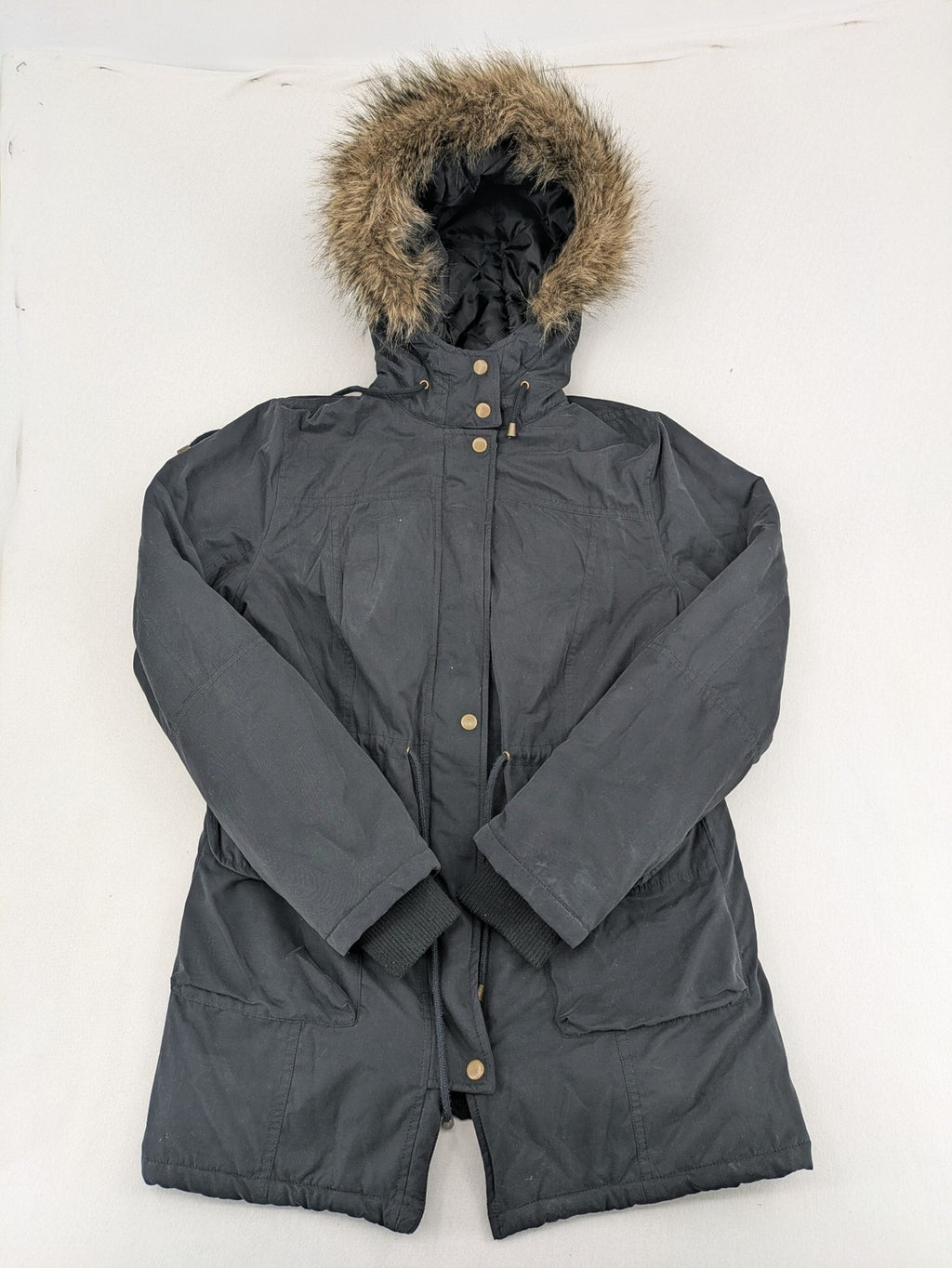 bpc bonprix collection black parka with teddy fleece lining and faux fur hood