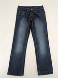 C&A blue straight leg jeans with classic 5-pocket design and faded wash details.