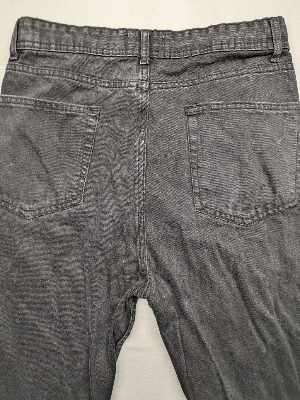 Don't Think Twice straight jeans black grey faded wash five-pocket design cotton denim