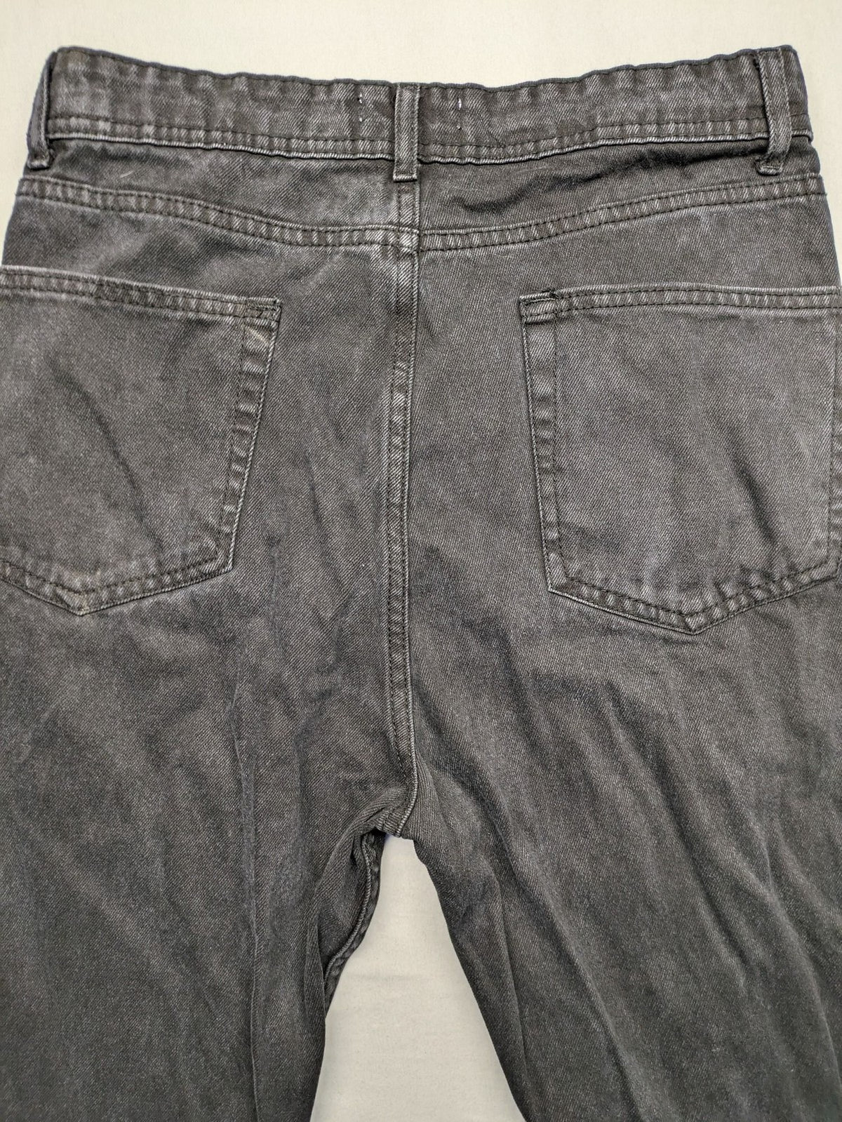 Don't Think Twice straight jeans black grey faded wash five-pocket design cotton denim