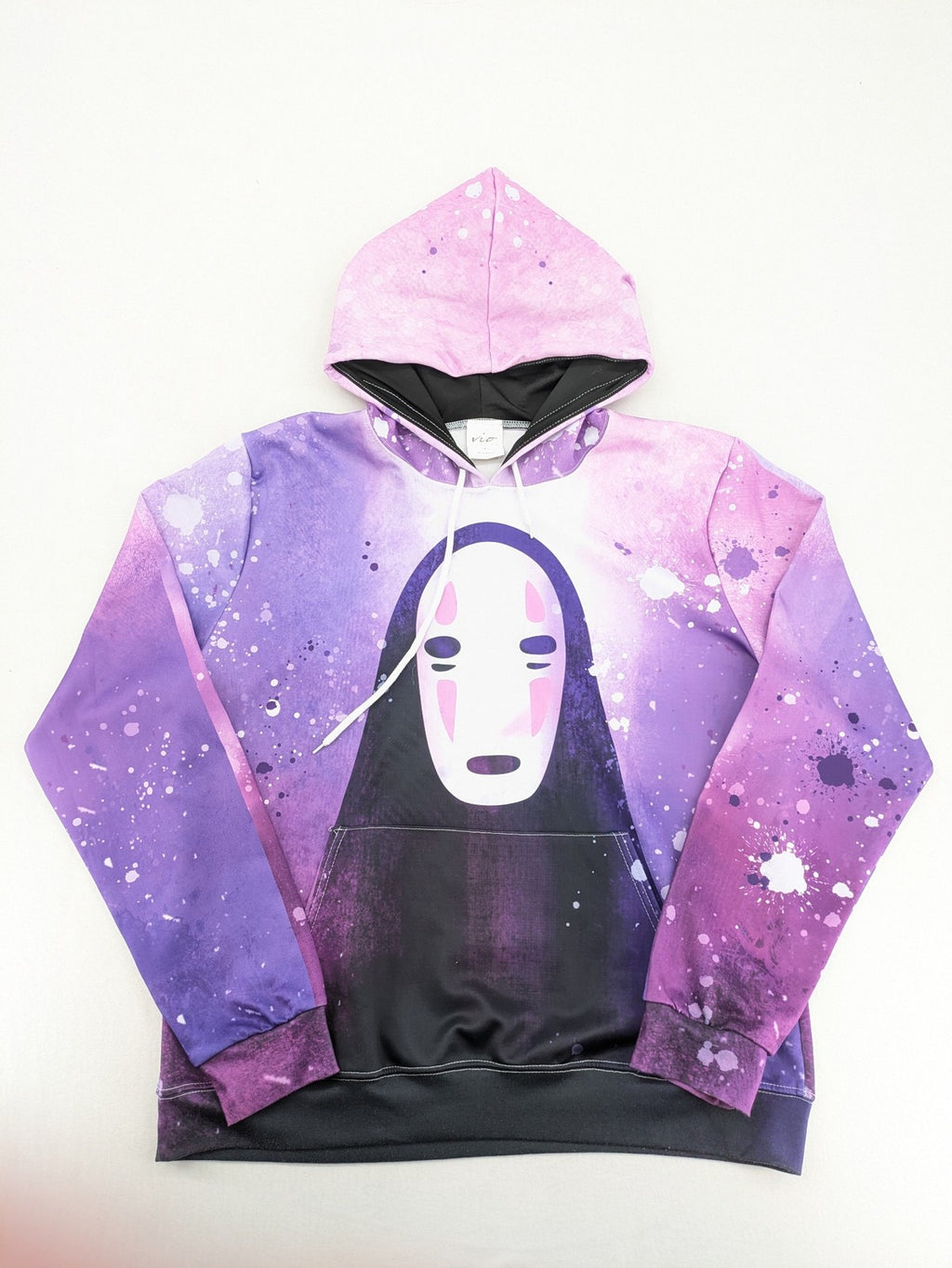 Lila zip-through hoodie multi-coloured featuring No Face graphic, front kangaroo pocket, drawstring hood.