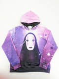 Lila zip-through hoodie multi-coloured featuring No Face graphic, front kangaroo pocket, drawstring hood.