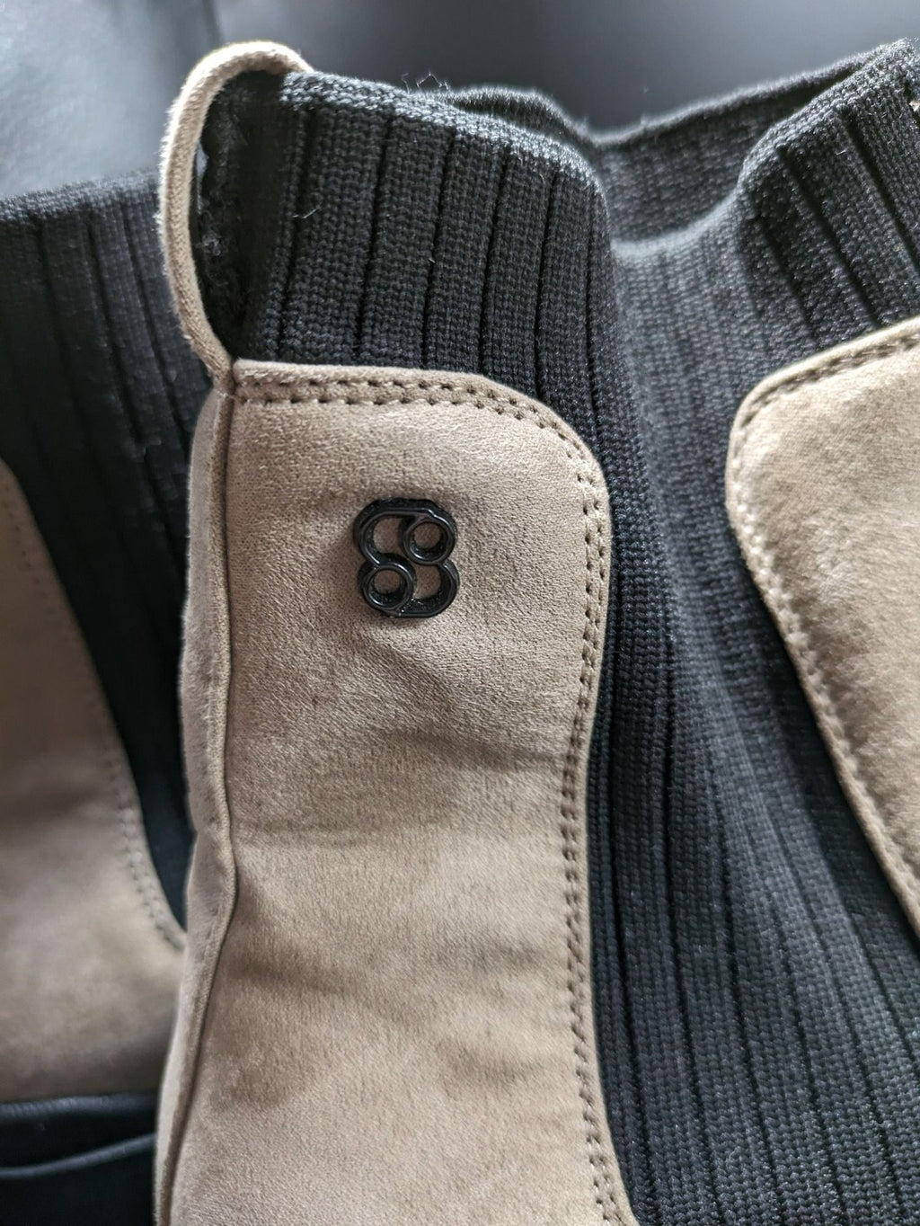 s.Oliver beige Chelsea boots suede with block heel and elastic side panels