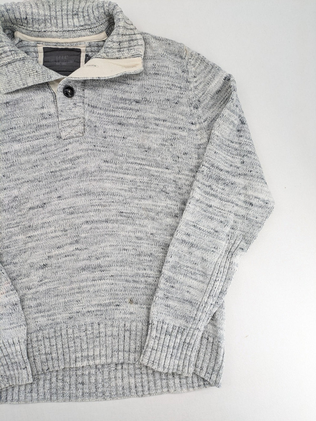 H&M L.O.G.G. grey turtle neck jumper with stylish shawl collar and textured knit.