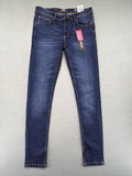 FSBN blue skinny jeans dark wash classic 5-pocket design with button closure