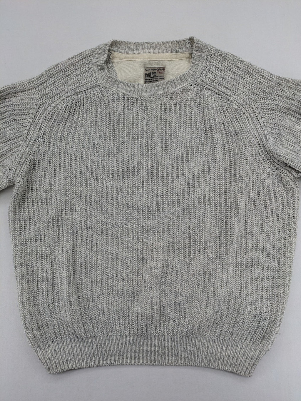 Globe-Trotter grey turtle neck jumper ribbed knit with raglan sleeves.