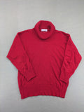 Beise Moden red turtle neck jumper ribbed cuffs warm wool blend