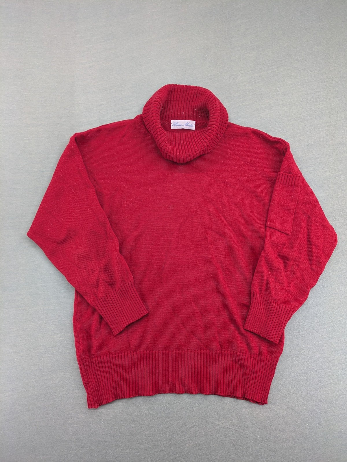 Beise Moden red turtle neck jumper ribbed cuffs warm wool blend