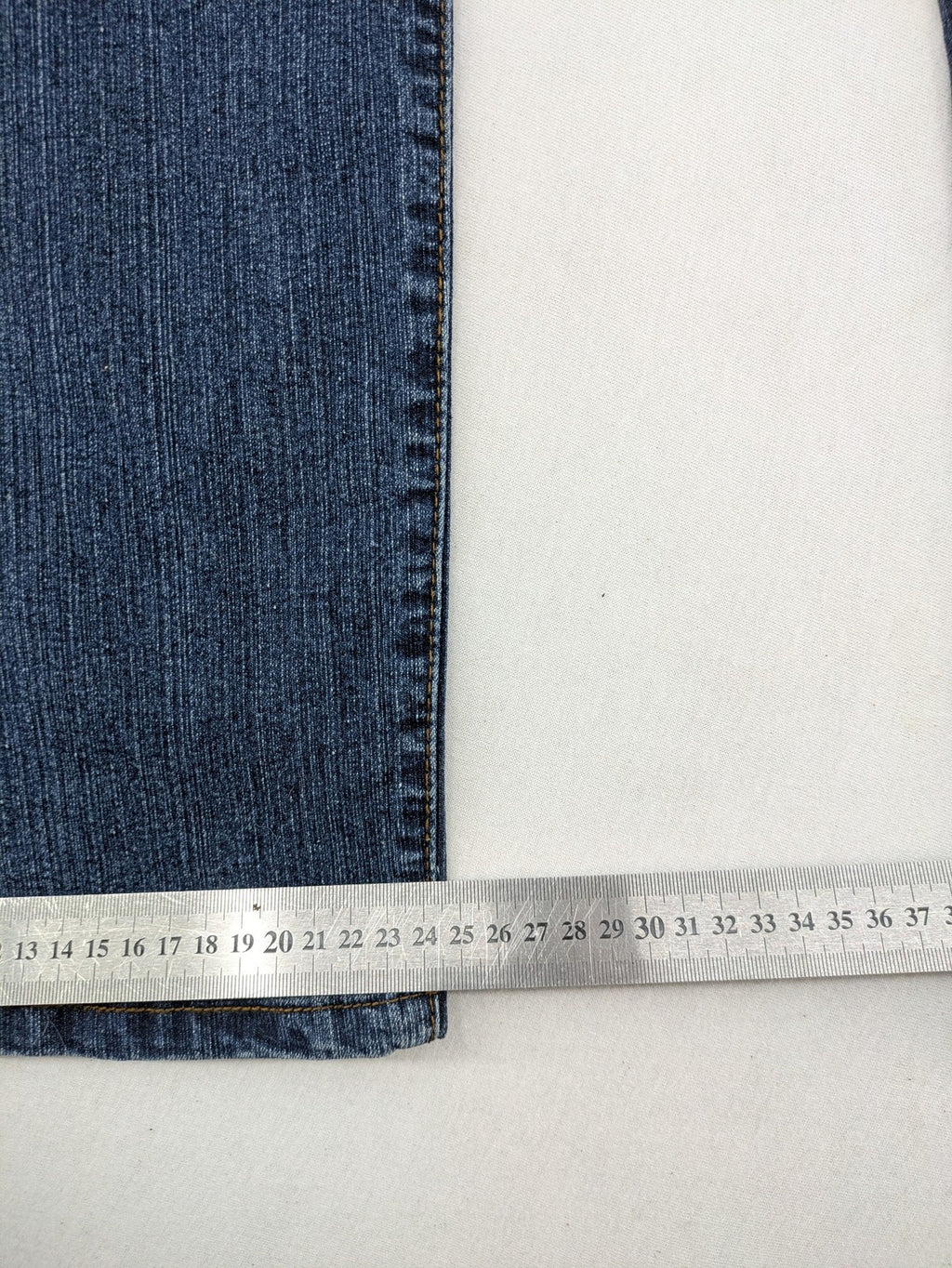 RE&X blue straight jeans medium wash 5-pocket design with stretch denim material