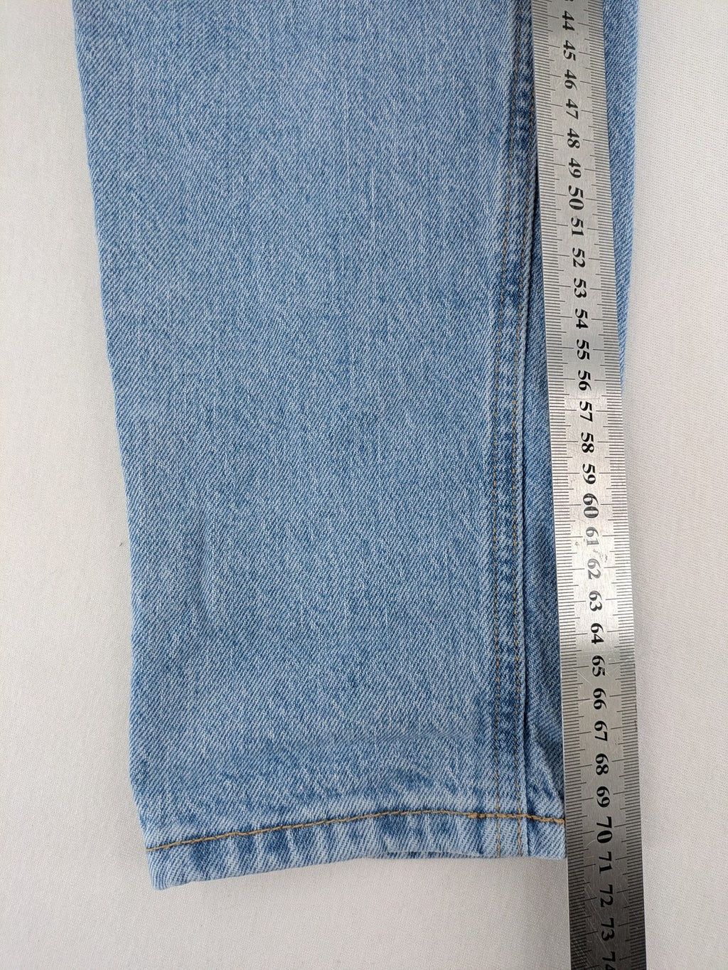 C&A blue mom jeans high waist with unique patchwork design and soft stretch denim.