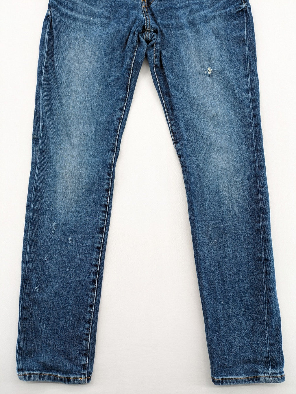 LTB blue straight jeans with low rise, button fly, and classic denim wash.