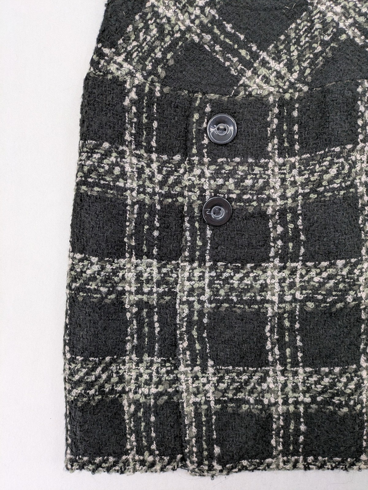 Yessica black mini skirt tweed check pattern A-line cut wool blend material