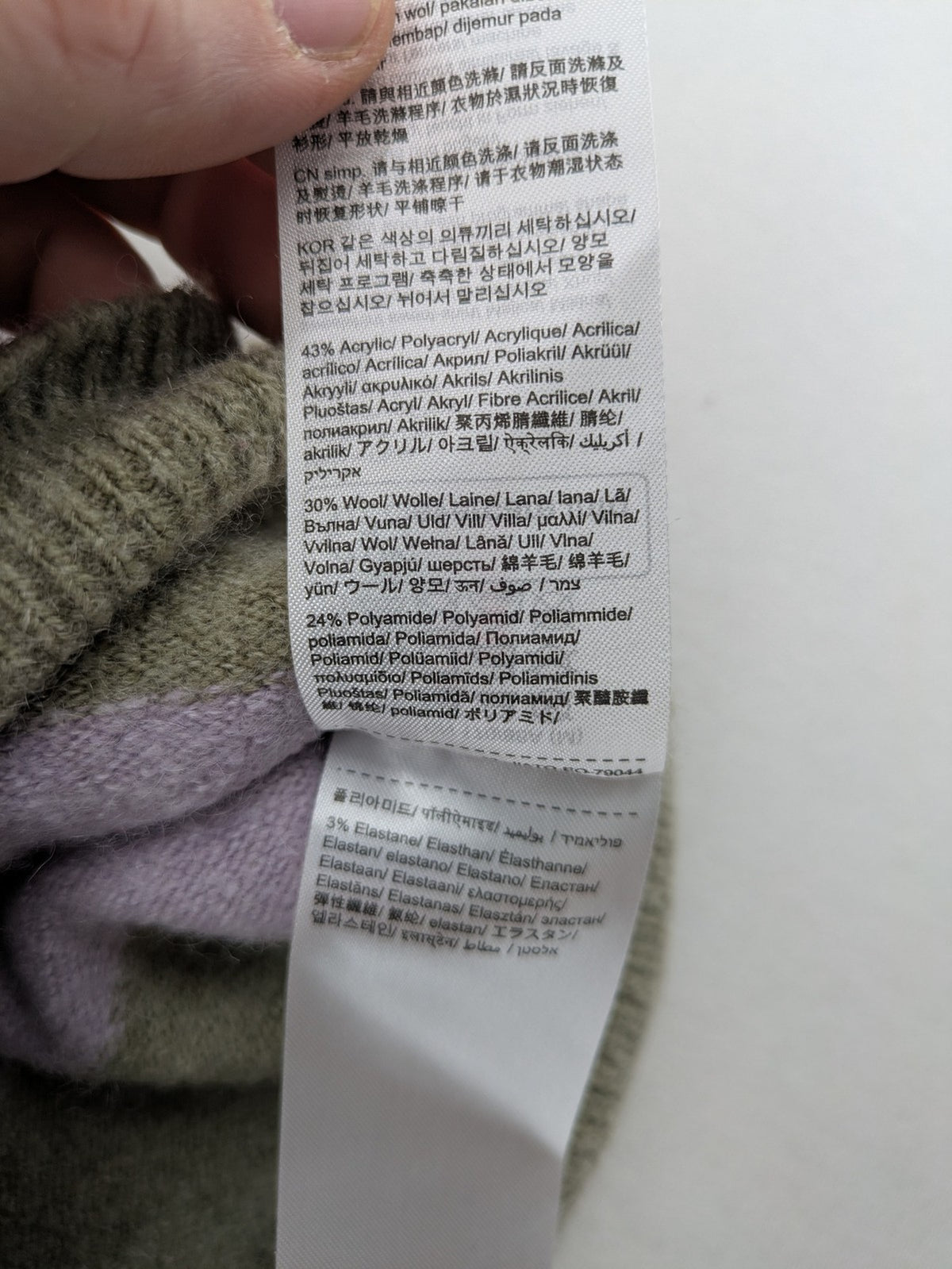 Esprit pink turtle neck jumper multicoloured striped pattern soft wool blend material