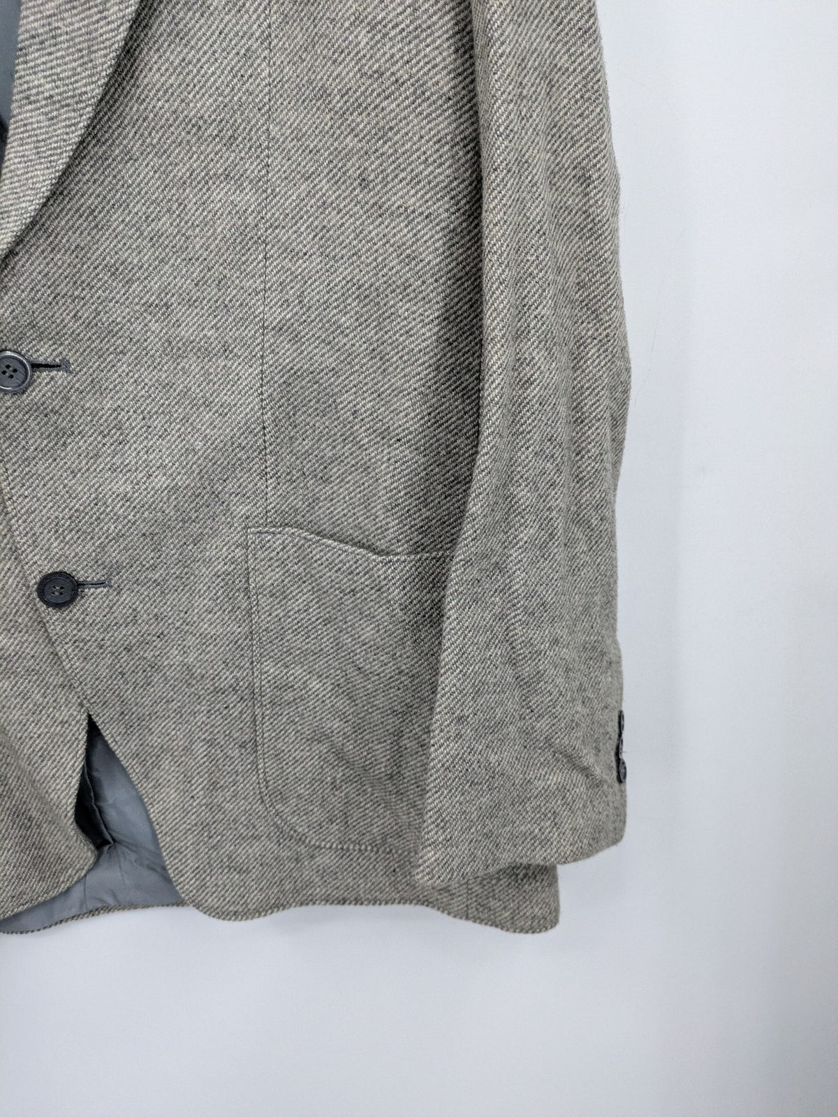 C&A grey blazer wool blend herringbone pattern fully lined classic style