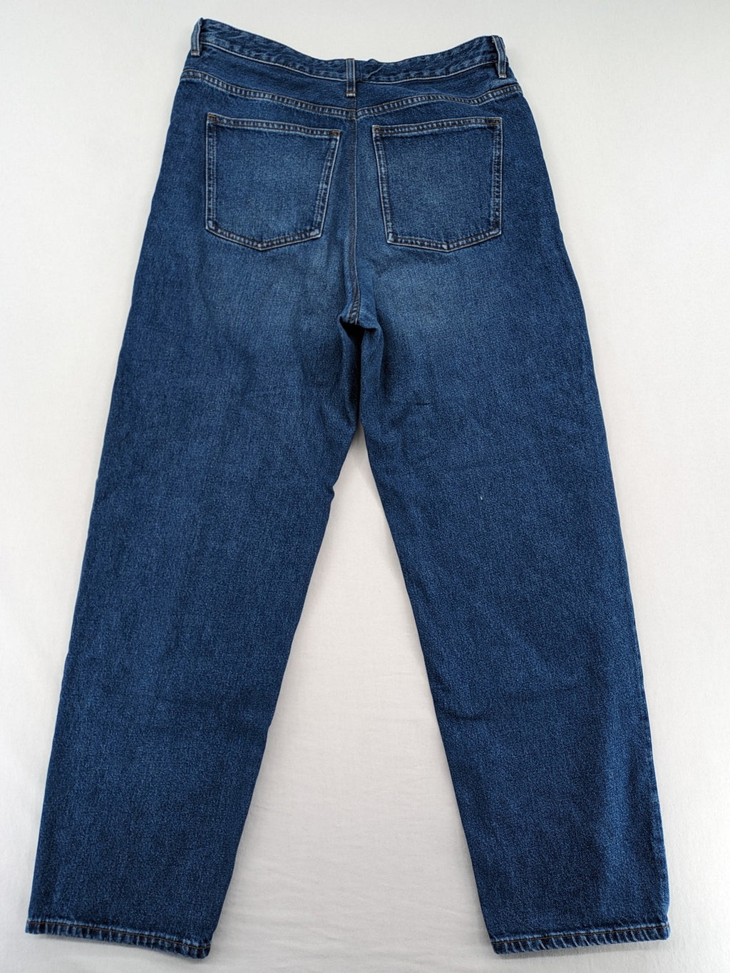 COS blue straight jeans relaxed fit high waist button fly 100% cotton denim.