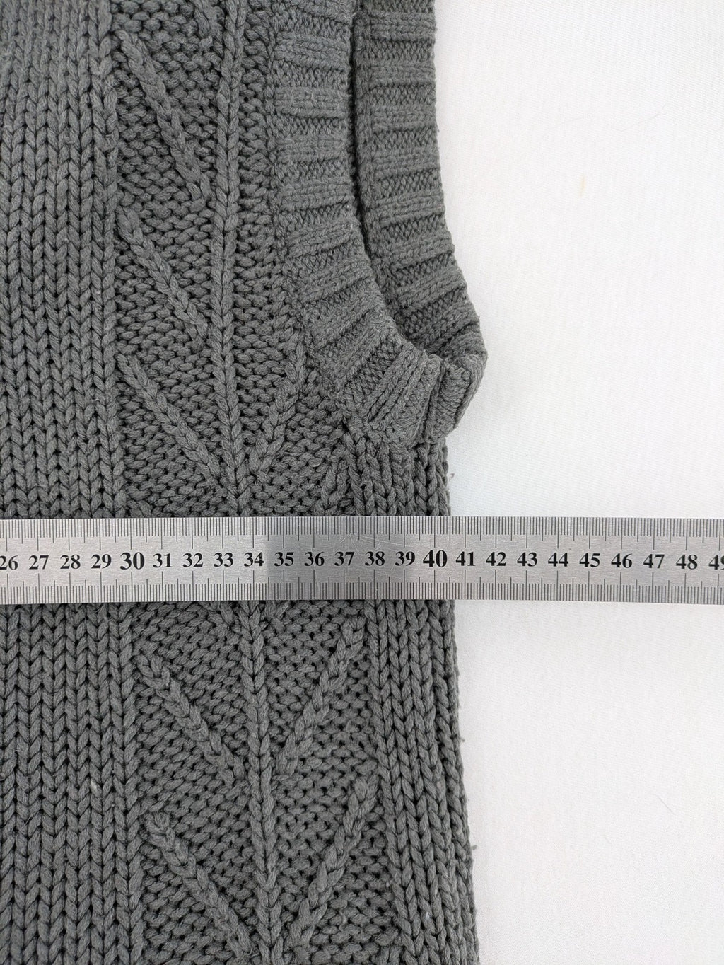 alcott grey turtle neck jumper cable knit pattern with ribbed collar and pockets