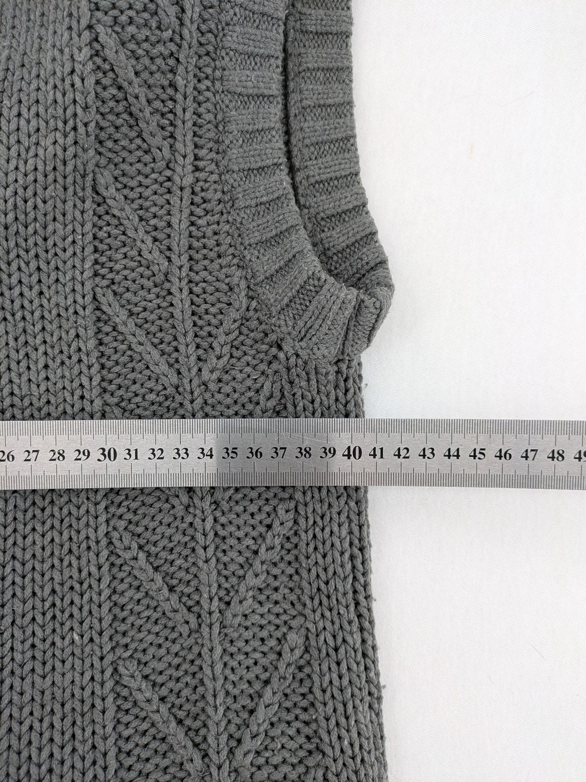 alcott grey turtle neck jumper cable knit pattern with ribbed collar and pockets