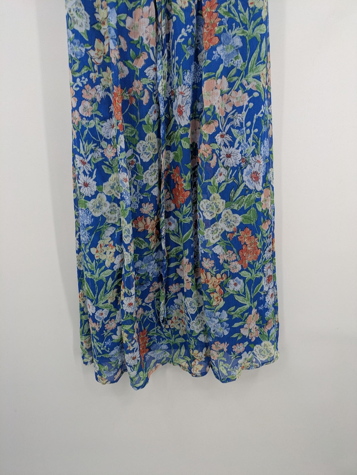 edc by Esprit multi floral midi dress blue chiffon fabric adjustable spaghetti straps