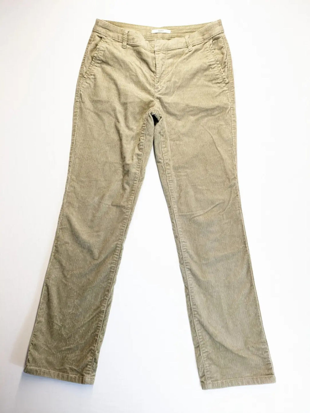 Esprit khaki pants with classic button fly, straight leg, and front pockets.