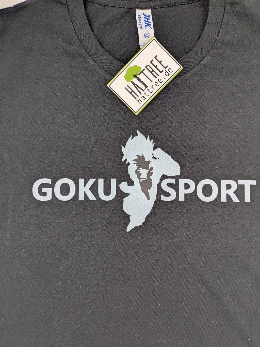 Dragon Ball Z blue graphic t-shirt featuring Goku Sport text and soft cotton material.
