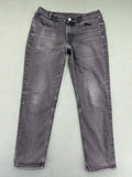 H&M grey slim fit jeans with adjustable waistband and faded wash detail.
