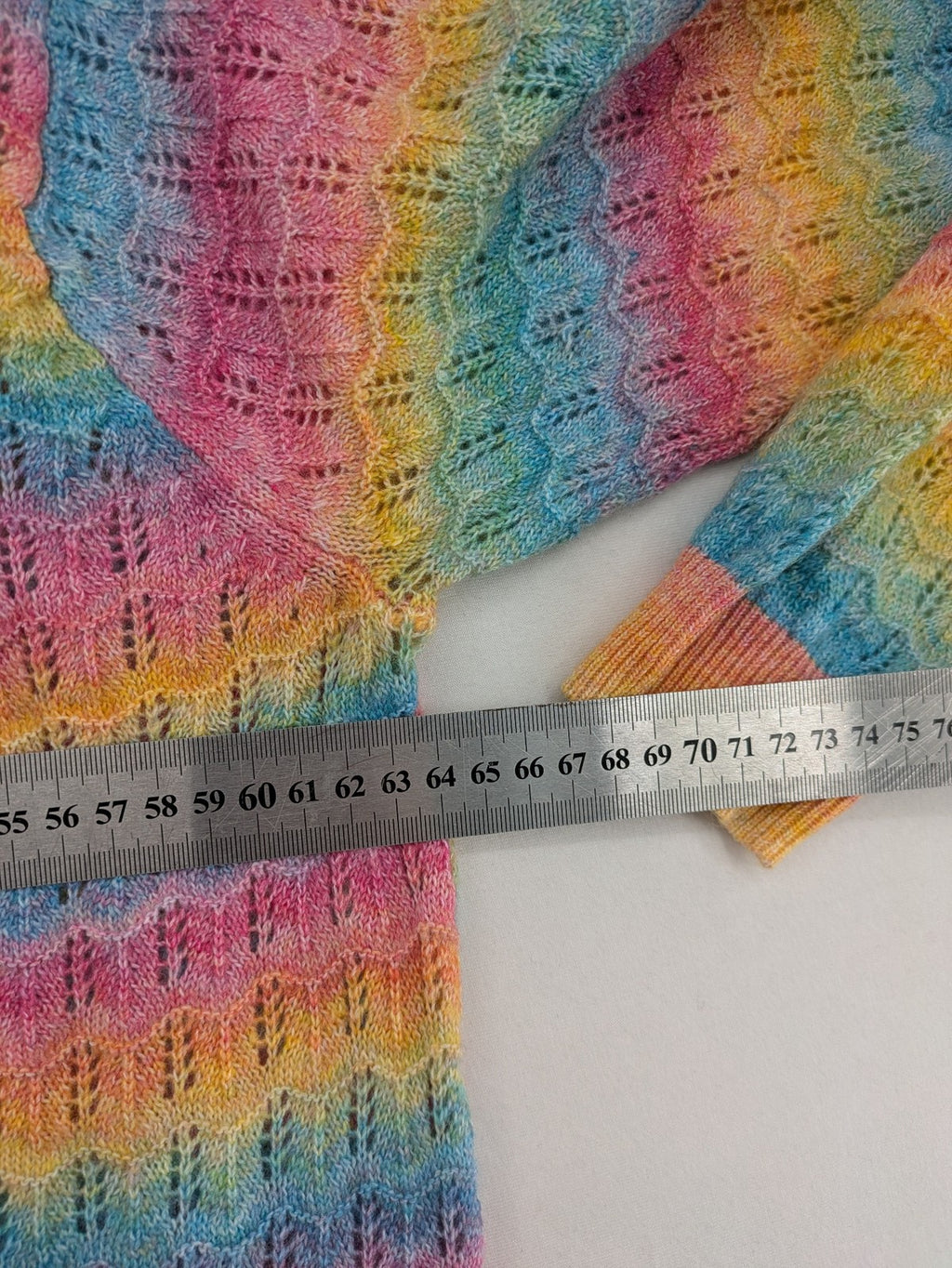 ASOS DESIGN multi turtle neck jumper rainbow striped open knit wool blend