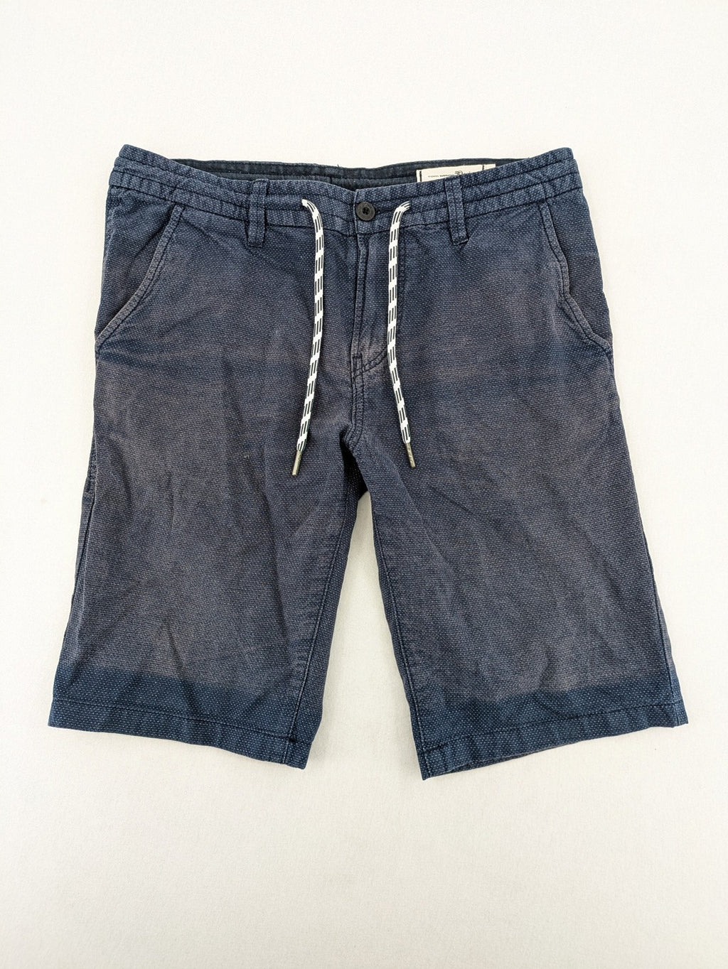 Tom Tailor Denim blue chino shorts slim fit adjustable drawstring cotton microdot pattern