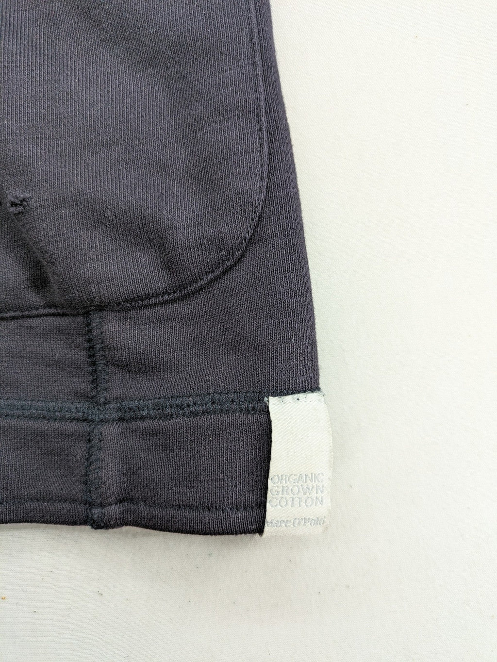 Marc O'Polo grey sweatblazer jacket, structured organic cotton, elbow patches, striped inner lining.