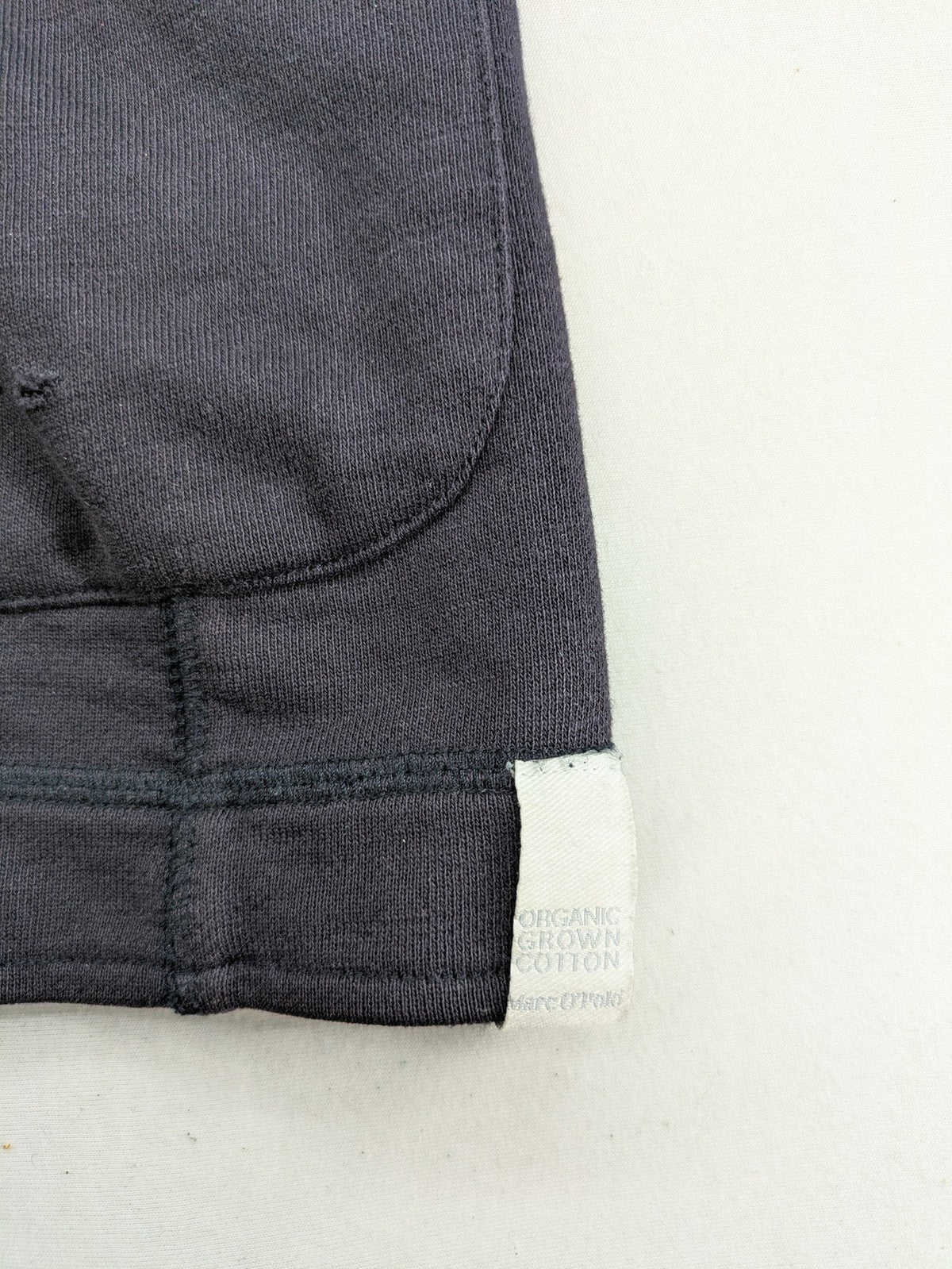 Marc O'Polo grey sweatblazer jacket, structured organic cotton, elbow patches, striped inner lining.