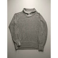 Autumn Glow grey turtle neck jumper with ribbed pattern and button detail.