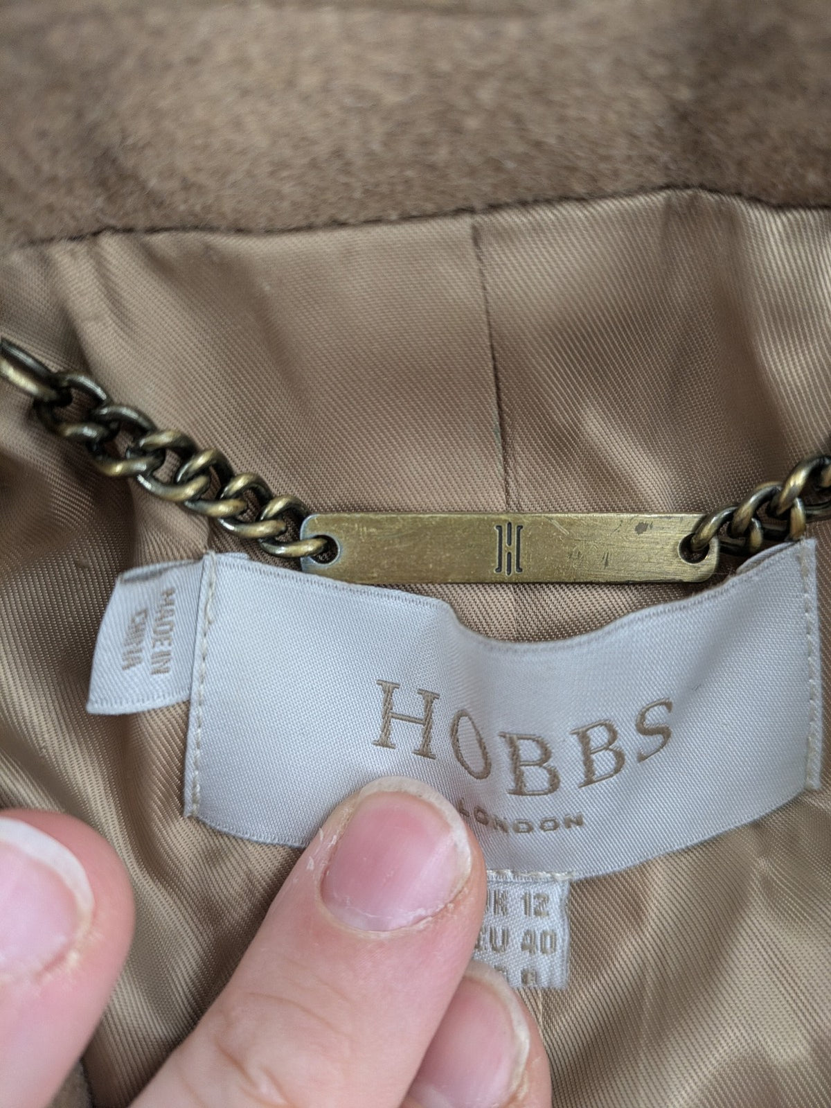 Hobbs London beige wool blend jacket single-breasted tailored fit with original buttons.