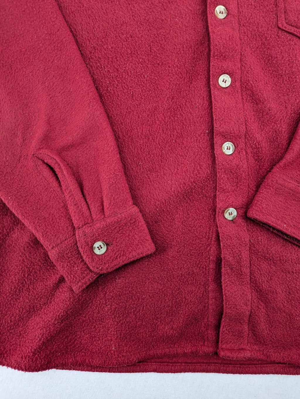 Outdoor red fleece shirt large button-up design with chest pocket and soft material