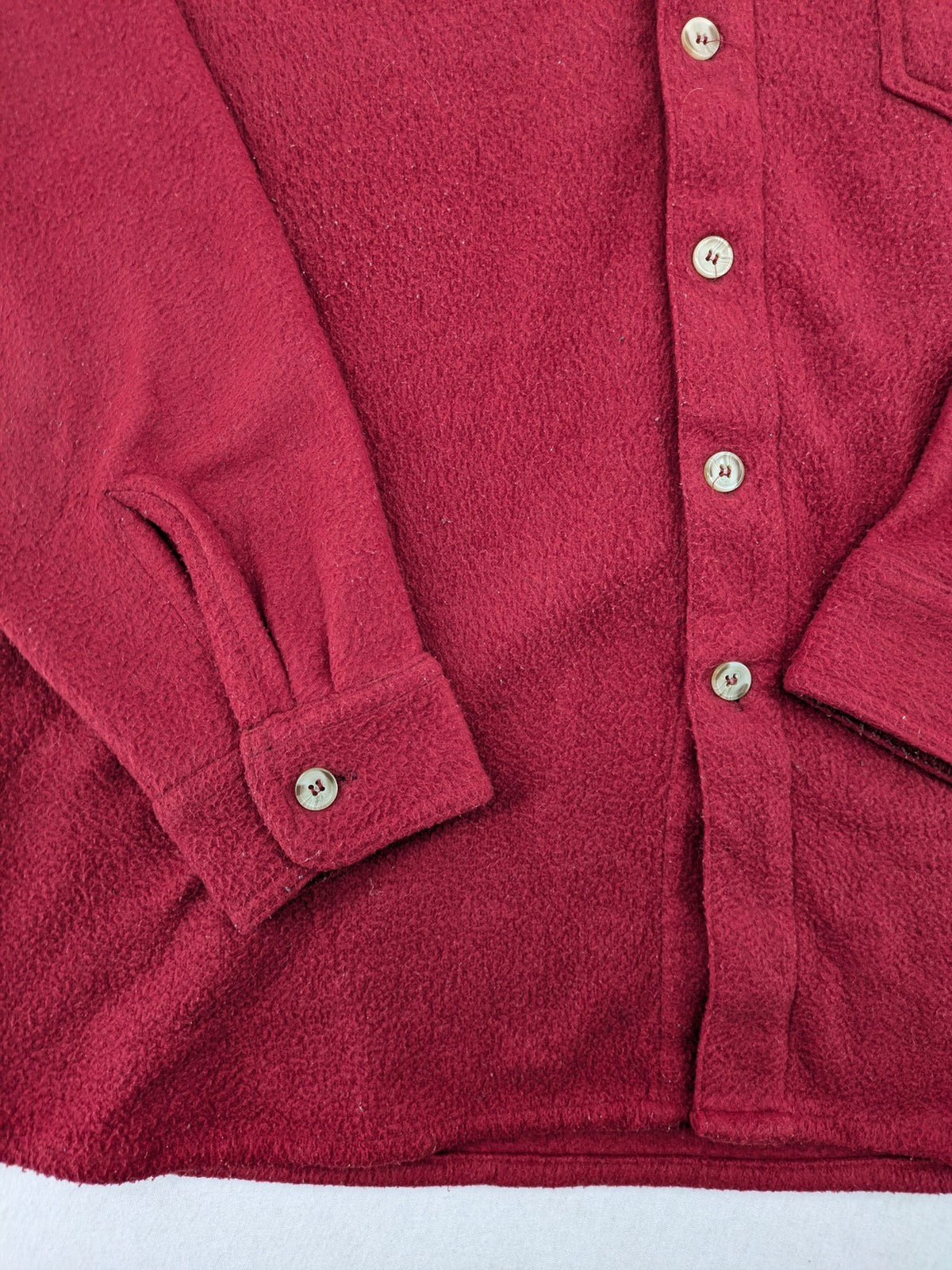 Outdoor red fleece shirt large button-up design with chest pocket and soft material